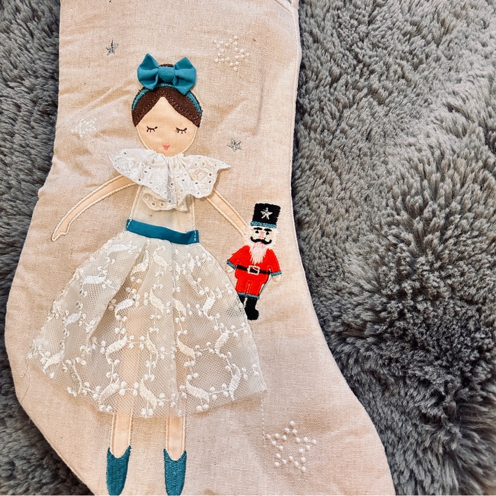 Embroidered Christmas Stocking with Ballerina Design